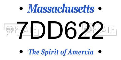7DD622 Massachusetts License Plate