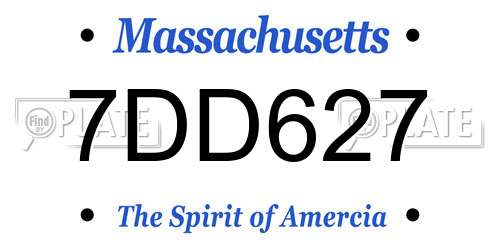 7DD627 Massachusetts License Plate