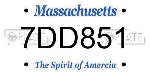 7DD851 Massachusetts License Plate