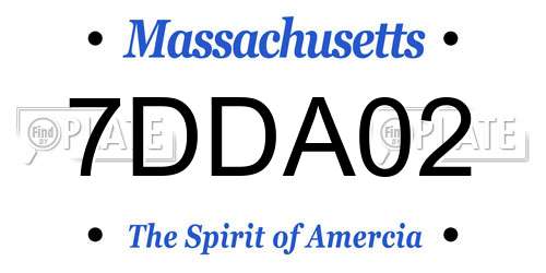 7DDA02 Massachusetts License Plate