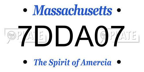 7DDA07 Massachusetts License Plate