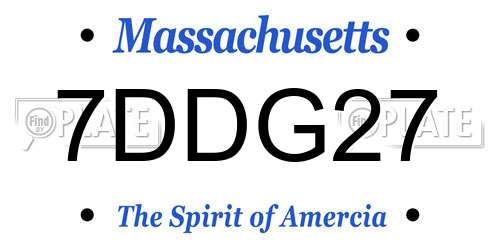 7DDG27 Massachusetts License Plate