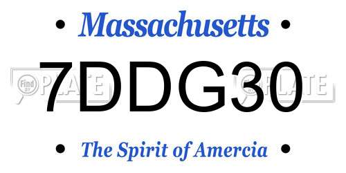 7DDG30 Massachusetts License Plate