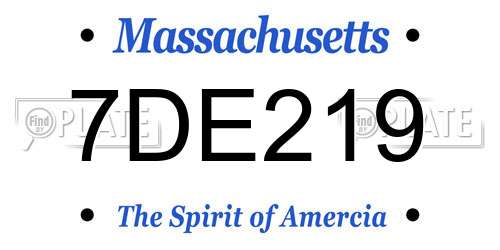 7DE219 Massachusetts License Plate