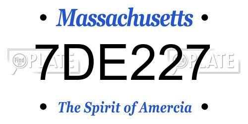 7DE227 Massachusetts License Plate