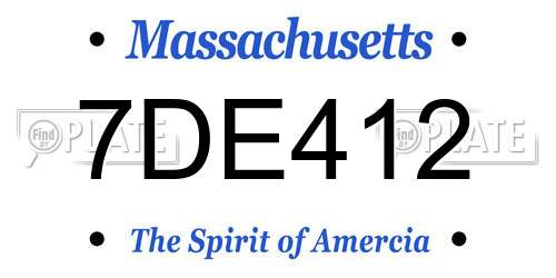 7DE412 Massachusetts License Plate