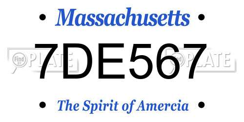 7DE567 Massachusetts License Plate
