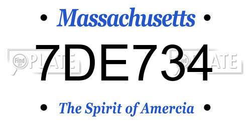 7DE734 Massachusetts License Plate