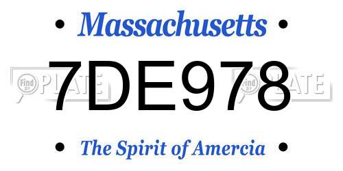 7DE978 Massachusetts License Plate