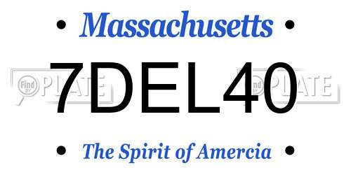 7DEL40 Massachusetts License Plate