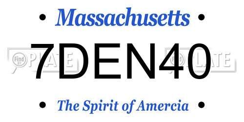 7DEN40 Massachusetts License Plate