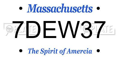 7DEW37 Massachusetts License Plate