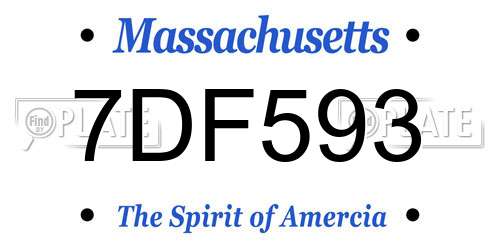 7DF593 Massachusetts License Plate