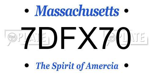 7DFX70 Massachusetts License Plate