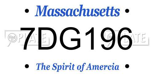 7DG196 Massachusetts License Plate