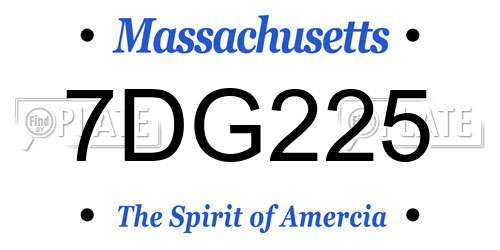 7DG225 Massachusetts License Plate