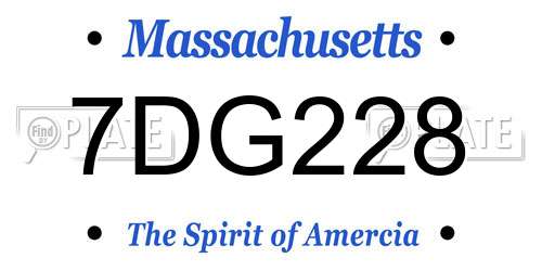 7DG228 Massachusetts License Plate