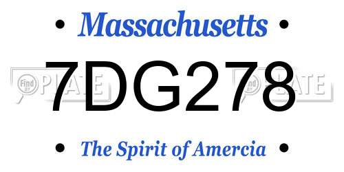 7DG278 Massachusetts License Plate