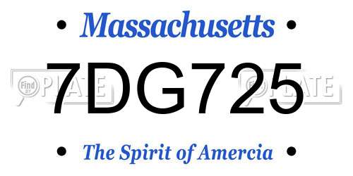 7DG725 Massachusetts License Plate