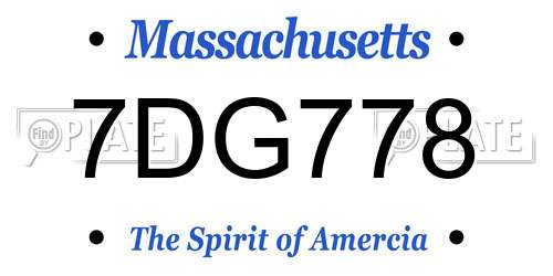 7DG778 Massachusetts License Plate