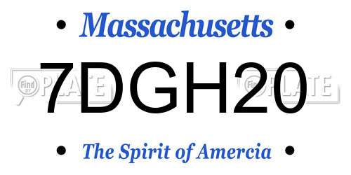 7DGH20 Massachusetts License Plate