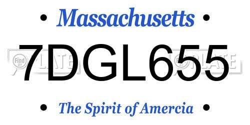 7DGL655 Massachusetts License Plate