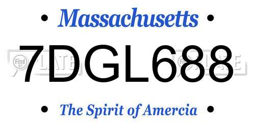 7DGL688 Massachusetts License Plate