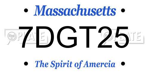 7DGT25 Massachusetts License Plate
