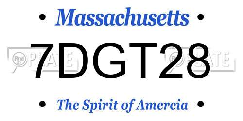 7DGT28 Massachusetts License Plate
