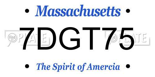 7DGT75 Massachusetts License Plate