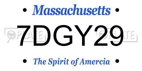 7DGY29 Massachusetts License Plate
