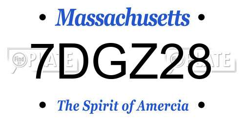 7DGZ28 Massachusetts License Plate