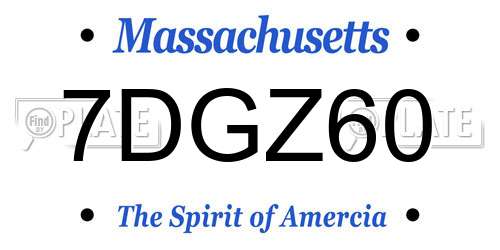 7DGZ60 Massachusetts License Plate