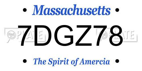7DGZ78 Massachusetts License Plate
