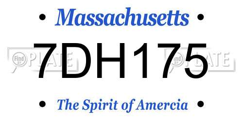 7DH175 Massachusetts License Plate