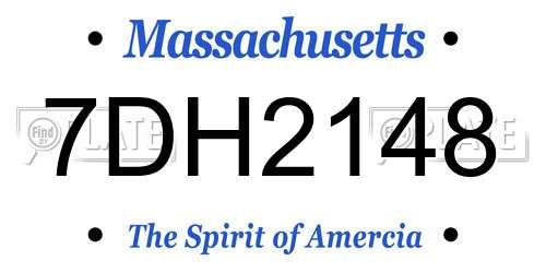 7DH2148 Massachusetts License Plate