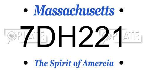 7DH221 Massachusetts License Plate