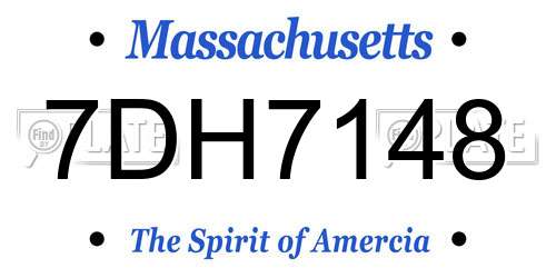 7DH7148 Massachusetts License Plate