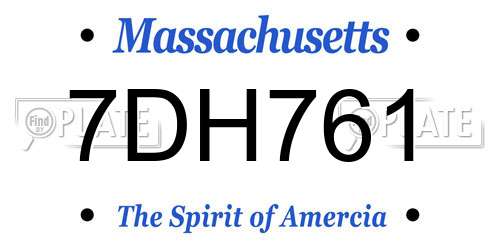 7DH761 Massachusetts License Plate