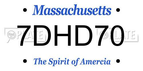 7DHD70 Massachusetts License Plate