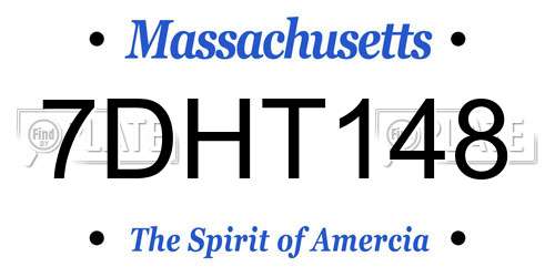 7DHT148 Massachusetts License Plate