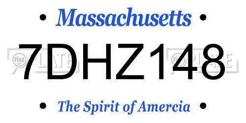 7DHZ148 Massachusetts License Plate