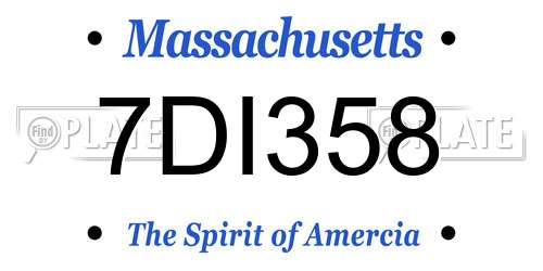7DI358 Massachusetts License Plate