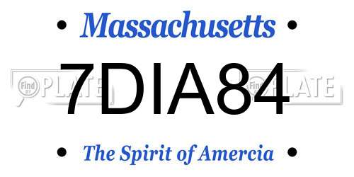 7DIA84 Massachusetts License Plate