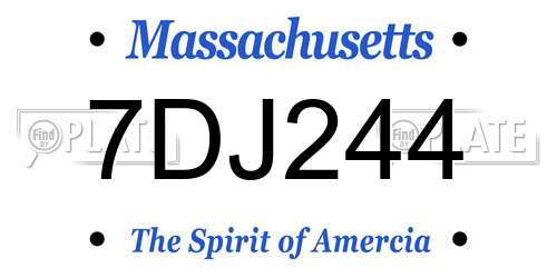 7DJ244 Massachusetts License Plate