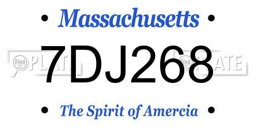 7DJ268 Massachusetts License Plate