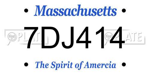 7DJ414 Massachusetts License Plate