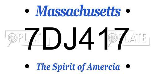 7DJ417 Massachusetts License Plate