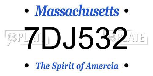 7DJ532 Massachusetts License Plate