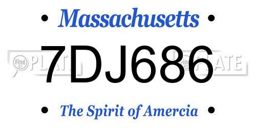 7DJ686 Massachusetts License Plate